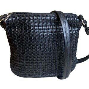 The Sak Elliot Lucca Black Vegan Woven Crossbody Top Zip Card Holder
